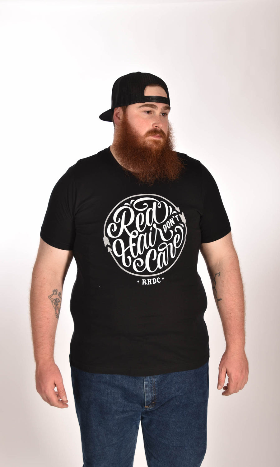 Red Hair Don't Care Circle Black Unisex Tee Ginger Problems