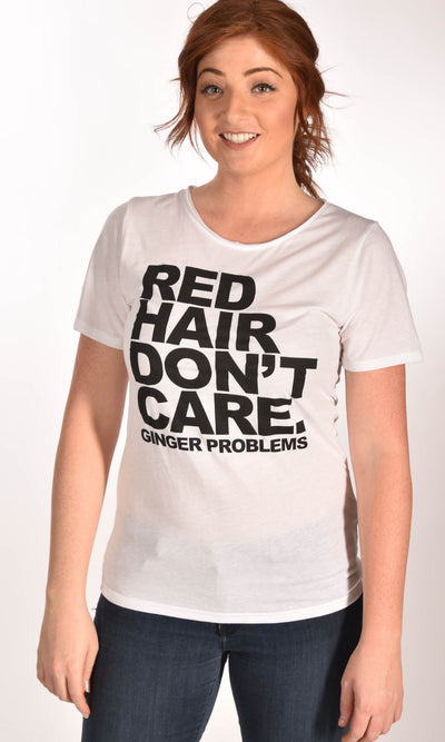 Red Hair Don't Care Classic Raw Neck Unisex Tee Ginger Problems