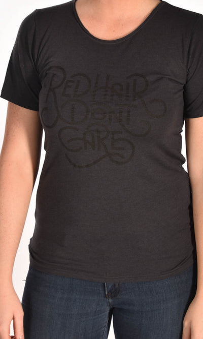 Red Hair Don't Care Retro Raw Neck Black Unisex Tee Ginger Problems
