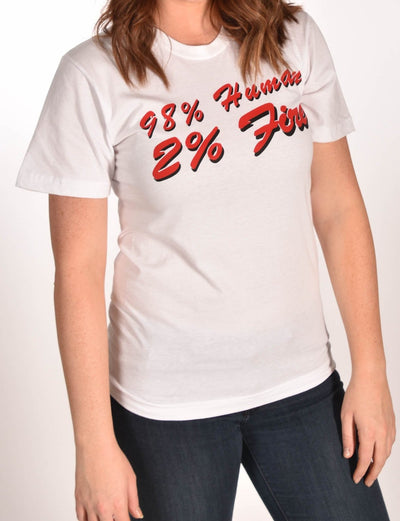 98% Human 2% Fire White Unisex Tee Ginger Problems