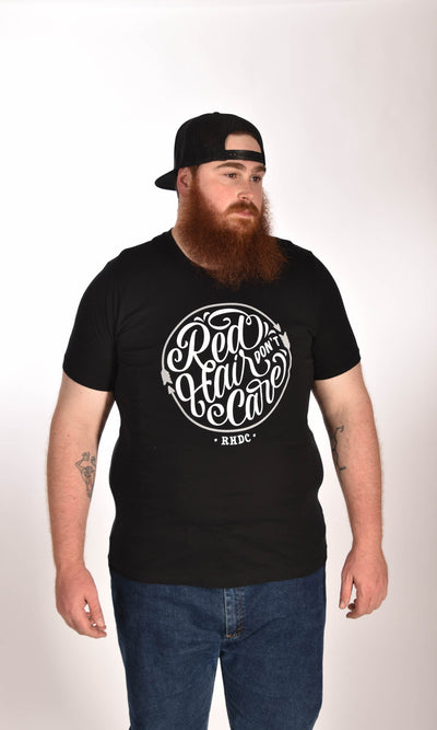 Red Hair Don't Care Circle Black Unisex  Tee Ginger Problems