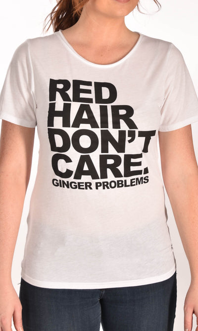 Red Hair Don't Care Classic Raw Neck Unisex Tee Ginger Problems