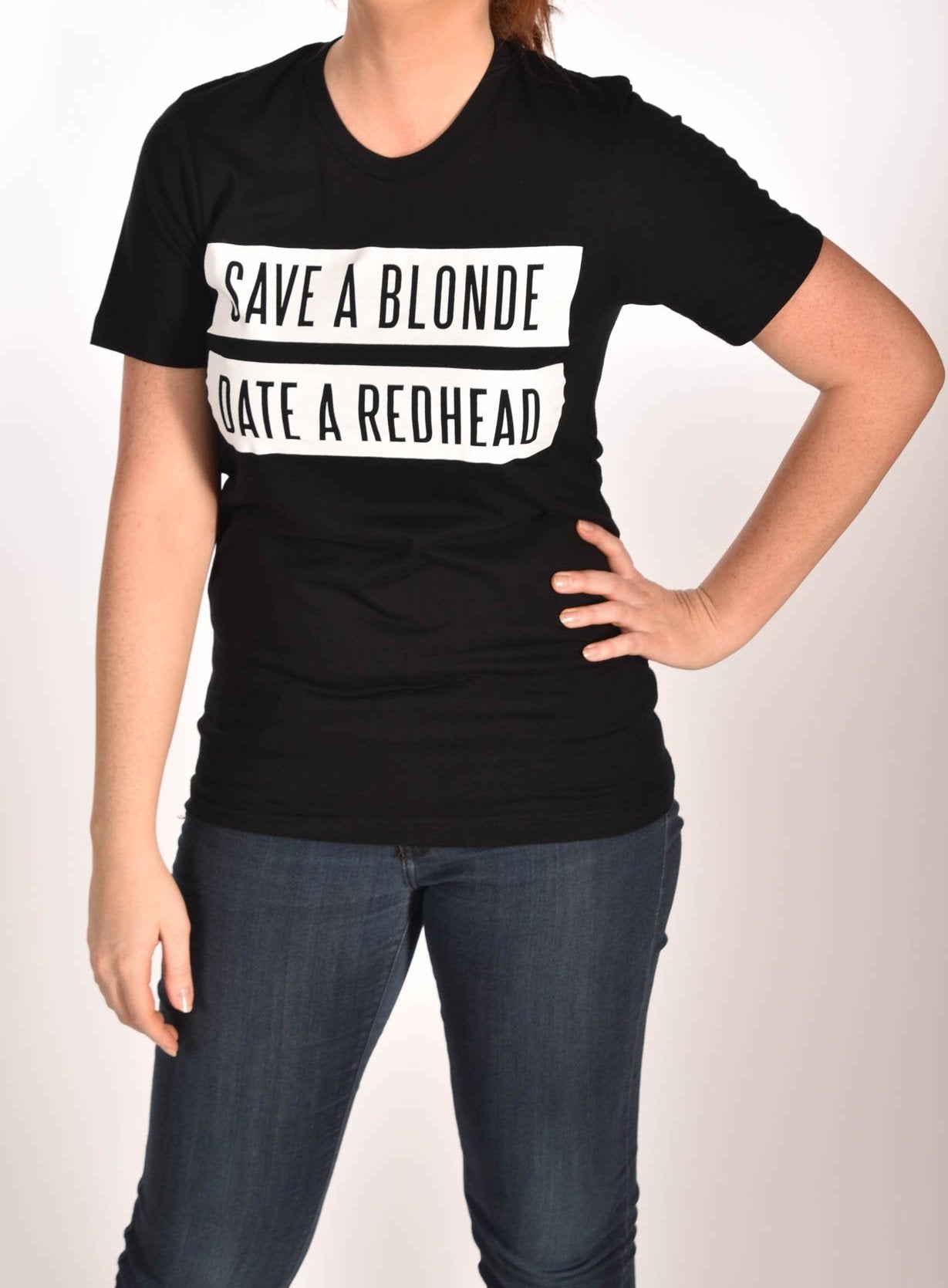 Save A Blonde Date a Redhead Black Unisex Tee -XXL Ginger Problems
