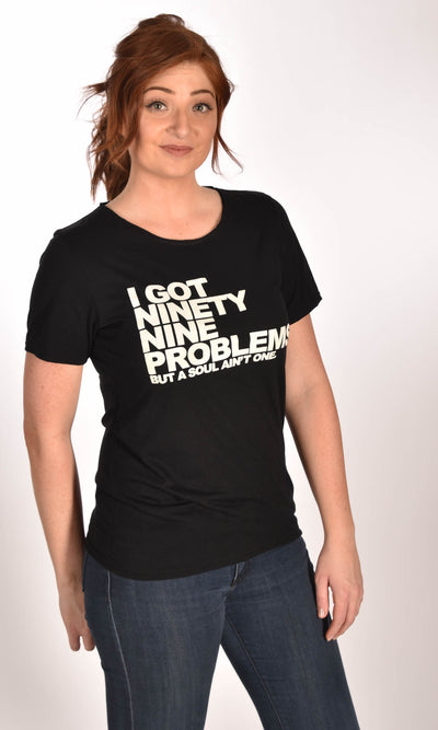 99 Problems Raw Neck Black Unisex Tee Ginger Problems