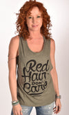 Red Hair Don't Care Flowy Scoop Olive Tank Ginger Problems