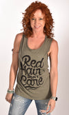 Red Hair Don't Care Flowy Scoop Olive Tank Ginger Problems