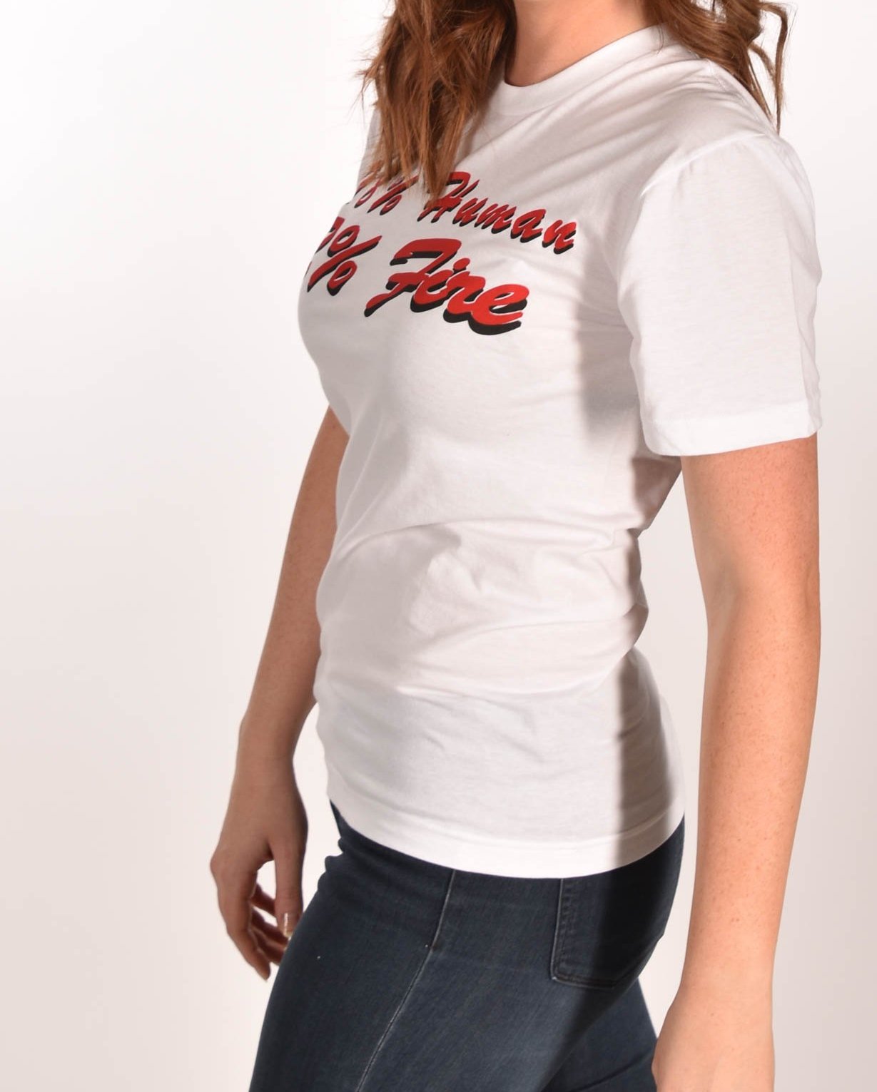 98% Human 2% Fire White Unisex Tee Ginger Problems