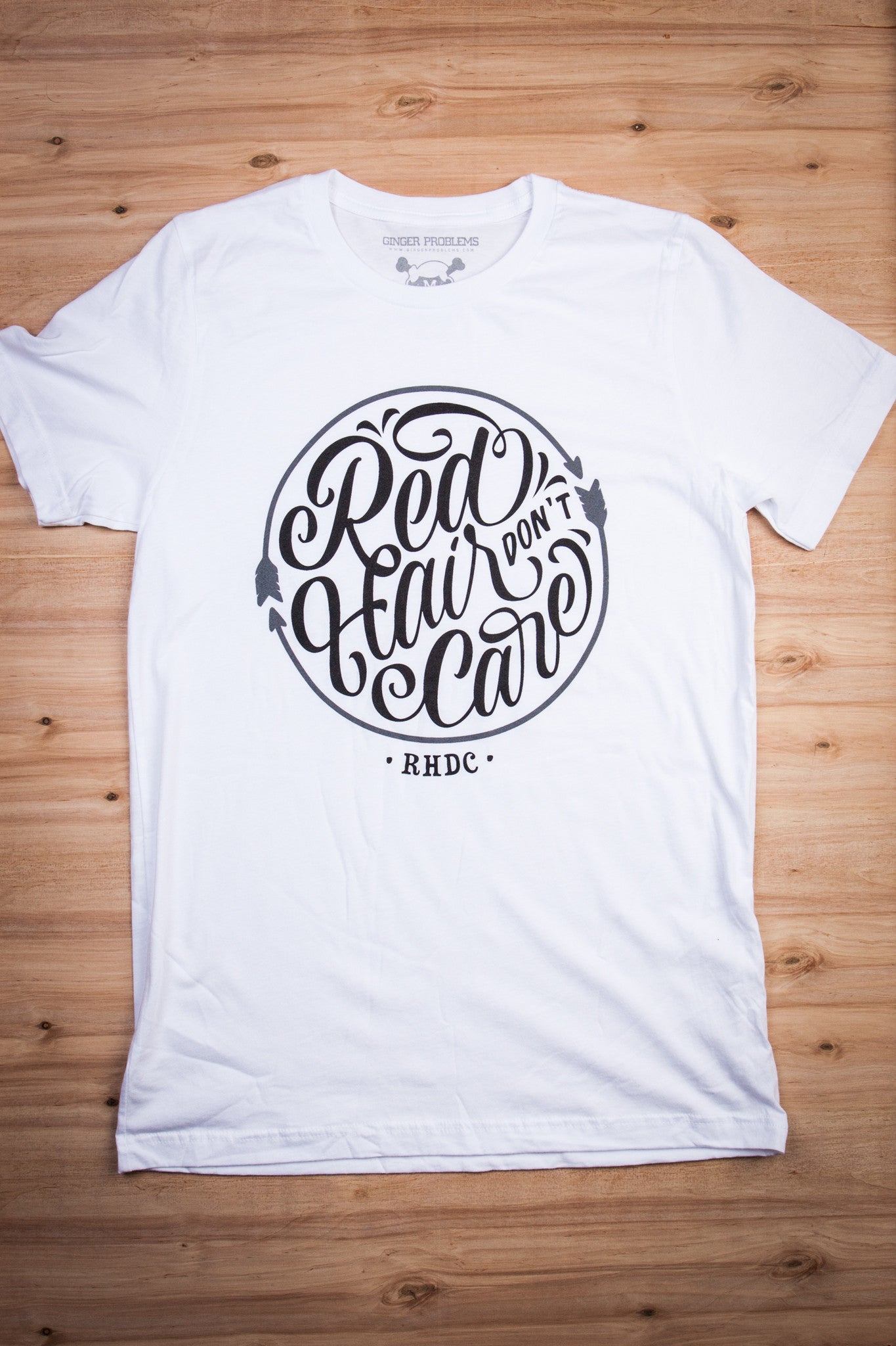 Red Hair Don't Care Circle White Unisex Tee Ginger Problems